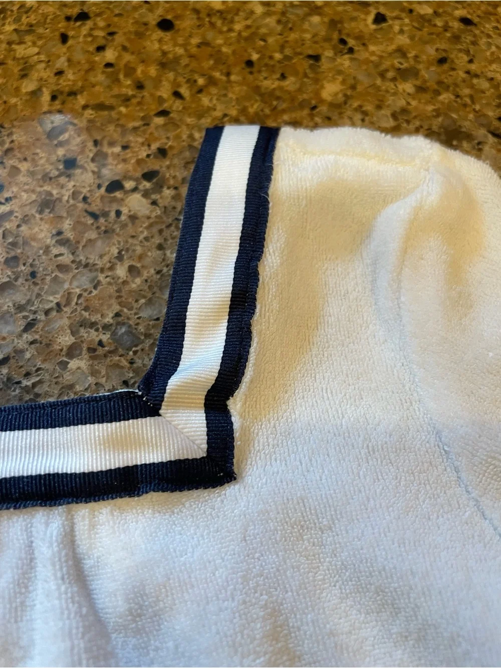 Janie and Jack White Terry Swim Coverup with Navy Trim